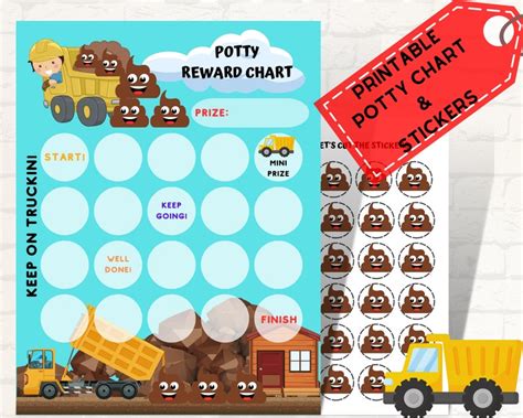 Printable Dump Truck Potty Reward Chart Boys Potty Training Etsy