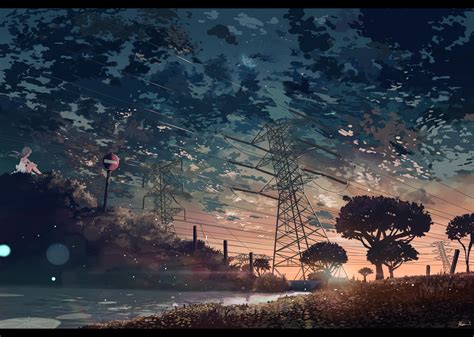 Dusk Reflections Anime Landscape Hd Wallpaper By Kein