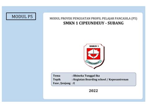 Contoh Modul P5BK Tema Bhineka Tunggal Ika Pdf