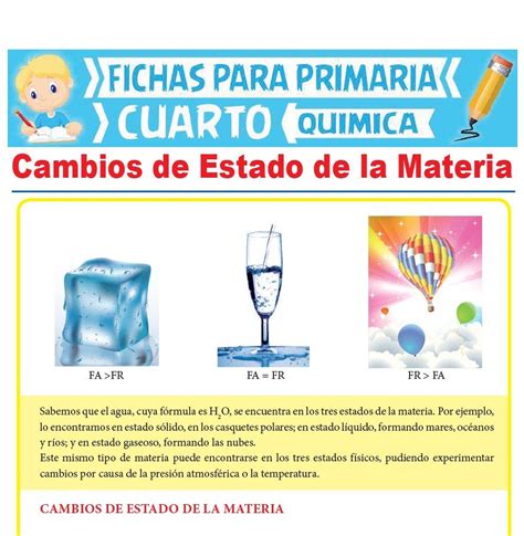 Cambios De Estado De La Materia Para Cuarto Grado De Primaria