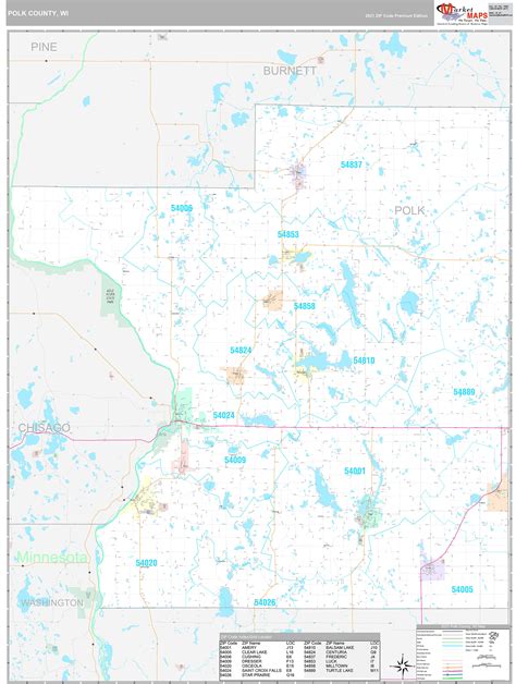 Polk County Wi Wall Map Premium Style By Marketmaps