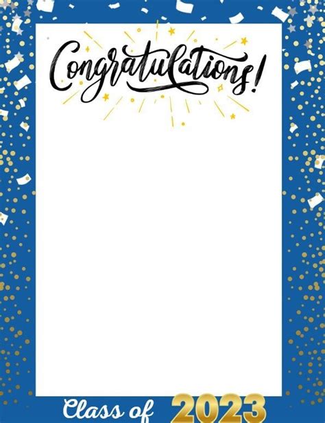 Congratulations Class Of 2023 Confetti Border Printable Png Pdf Instant