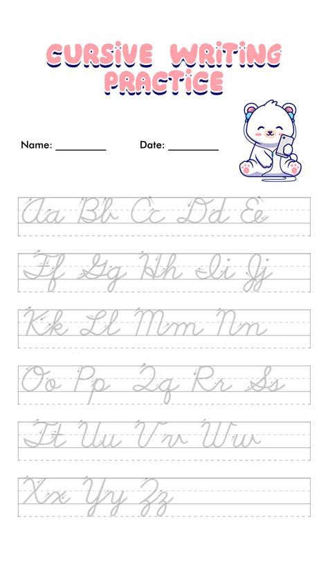 Beginner Printable Cursive Practice Sheets