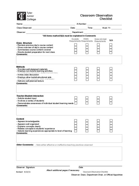 Observation Checklist Template 2 Free Templates In Pdf Word Excel