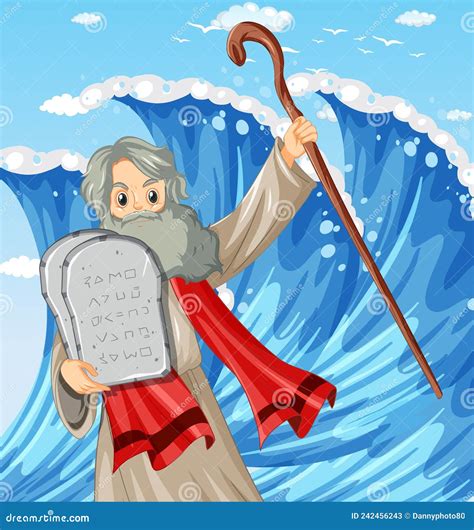 Moses Holding The Ten Commandments Stone Stock Vector Illustration Of