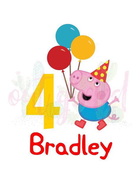 Peppa Pig Birthday Iron On File Etsy Peppa Pig Birthday Pig