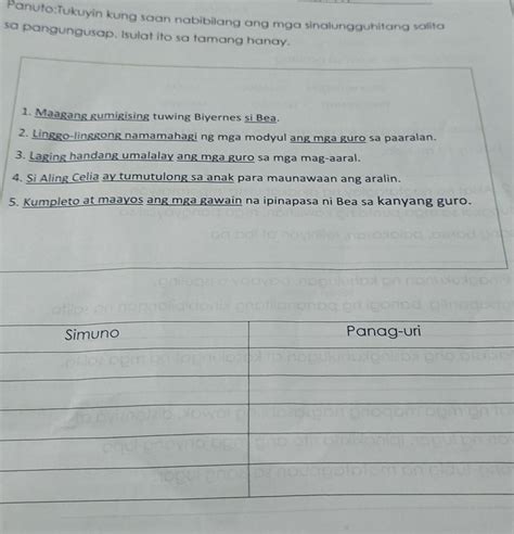 Panutotukuyin Kung Saan Nabibilang Ang Mga Sinalungguhitang Salitasa