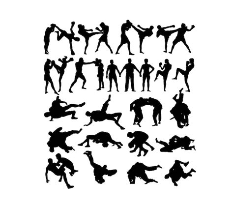 Premium Vector Boxing And Wrestling Sport Activity Silhouettes Art