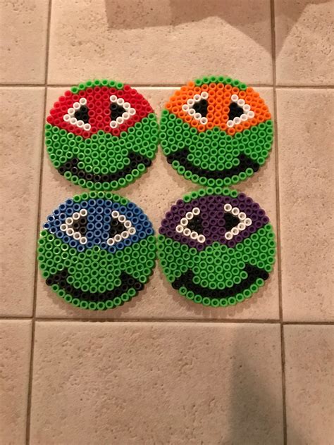 Teenage Mutant Ninja Turtle Perler Bead Coasters Etsy