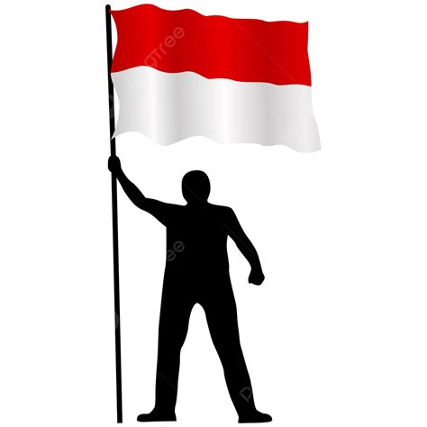 Siluet Orang Memegang Bendera Merah Putih Indonesia Bendera Merah