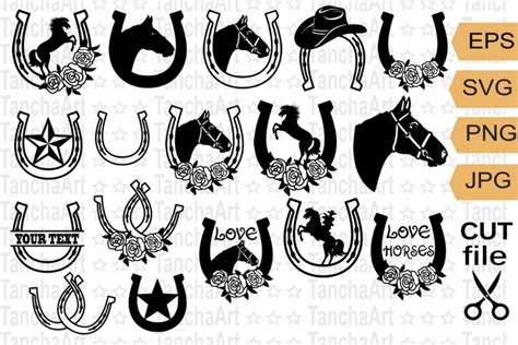 Horseshoe Svg Cut Bundle Cowboy Horseshoe Clipart Cricut