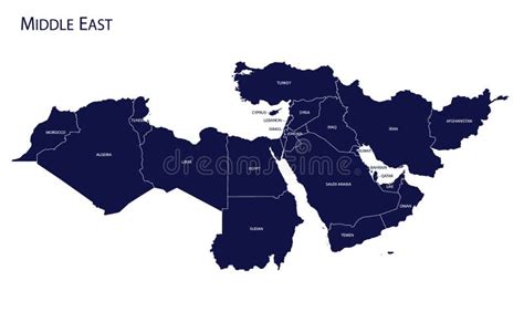 North Africa And Middle East Political Map Stock Vector Illustration