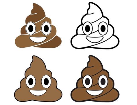 Four Poop Emoticions With Different Facial Expressions On Their Faces