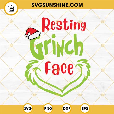 Resting Grinch Face SVG Grinch Christmas SVG PNG EPS DXF Cut Files