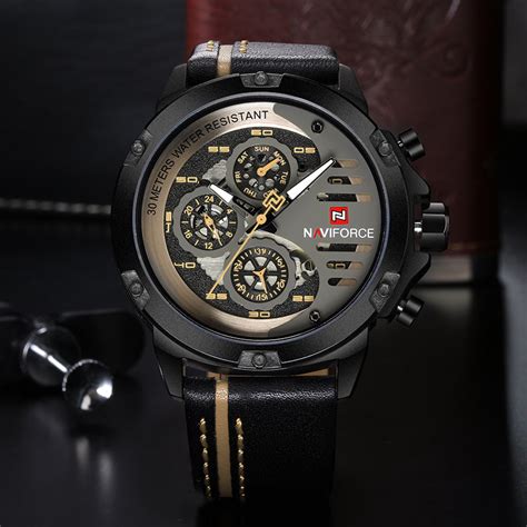 Naviforce Mens Watches Top Brand Luxury Waterproof 24 Hour Date Quartz