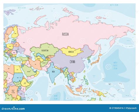 Asia Map Hand Drawn Cartoon Style Stock Vector Illustration Of