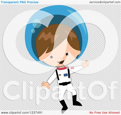 Clipart Of A Caucasian Astronaut Boy Floating In A Space Suit Royalty