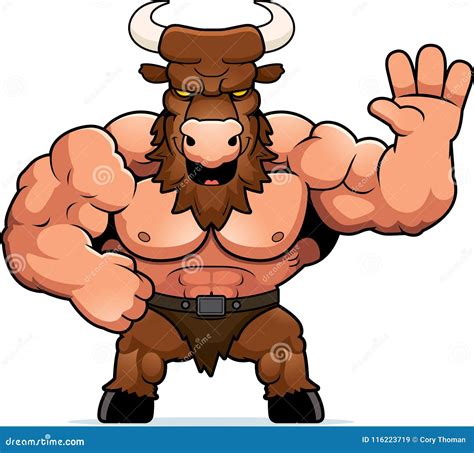 Cartoon Minotaur Waving Stock Vector Illustration Of Clipart 116223719