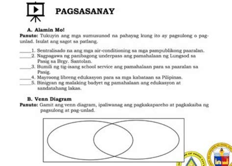 Solved Pagsasanay A Alamin Mo Panuto Tukuyin Ang Mga Sumusunod Na