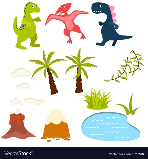 Set Of Cartoon Dinosaur Clipart Royalty Free Vector Image