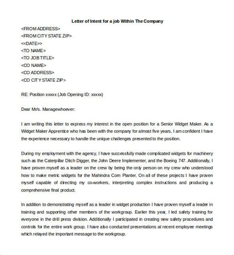 Letter Of Intent For A Job 18 Word Pdf Documents Download Free