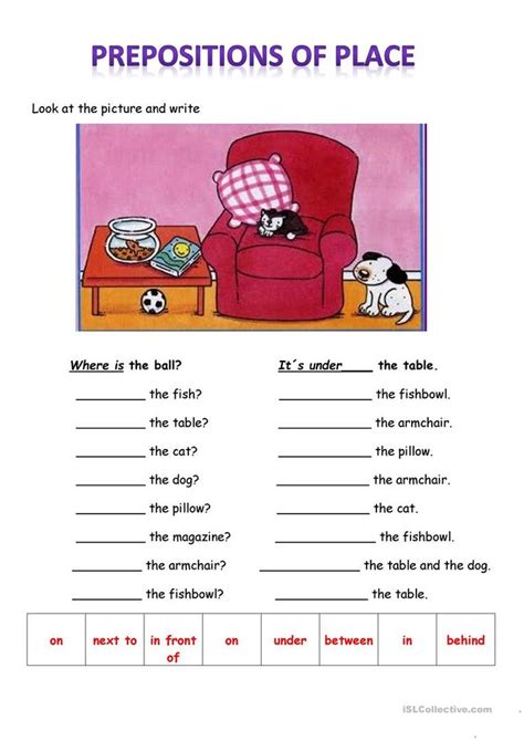 Preposition Of Place In On At Worksheet