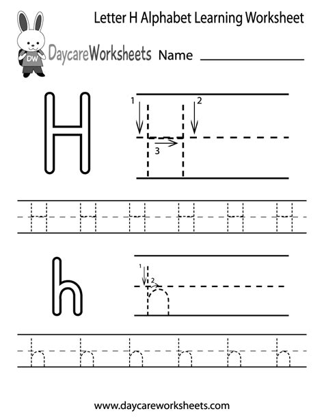 Free Letter H Alphabet Learning Worksheet For Preschool