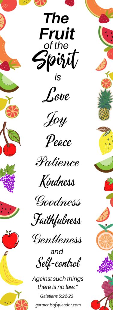 Ten Free Fruit Of The Spirit Bible Printables