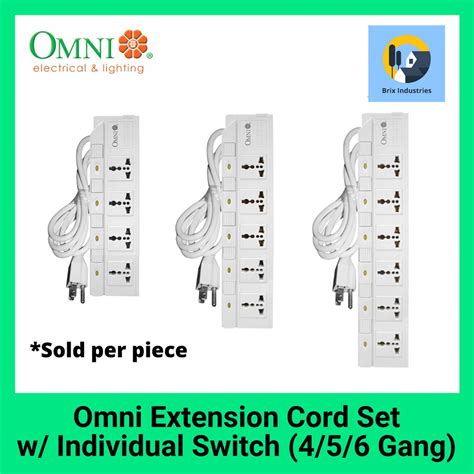 Omni Extension Cord Set Individual Switch 4 5 6 Gang Wed 340 Pk Wed