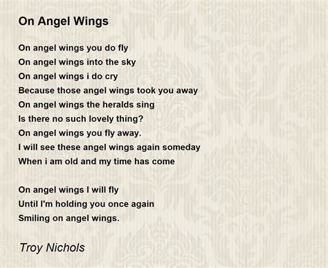 On Angel Wings Poem by Troy Nichols - Poem Hunter Comments