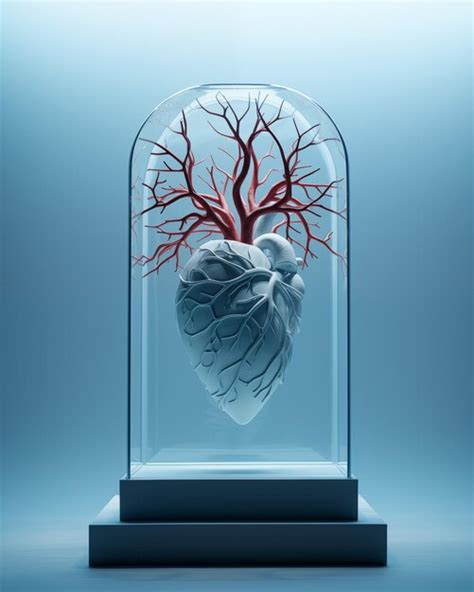 A Human Heart In A Glass Case Premium Ai Generated Image