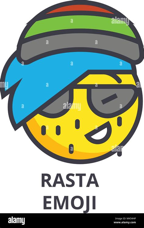 Rasta Emoji Vector Line Icon Sign Illustration On Background