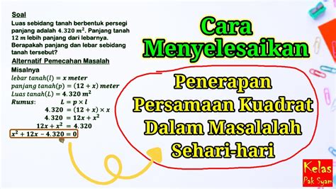 Penerapan Persamaan Kuadrat Dalam Masalah Nyata