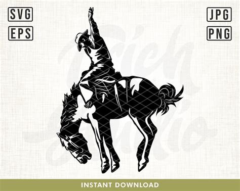 Rodeo Svg File Cowboy Svg Western Cowboy Riding Horse Svg Etsy