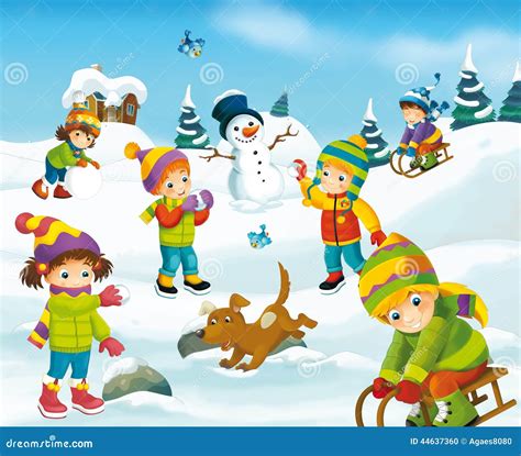 Winter Cartoon Scene Stock Illustration Image 44637360