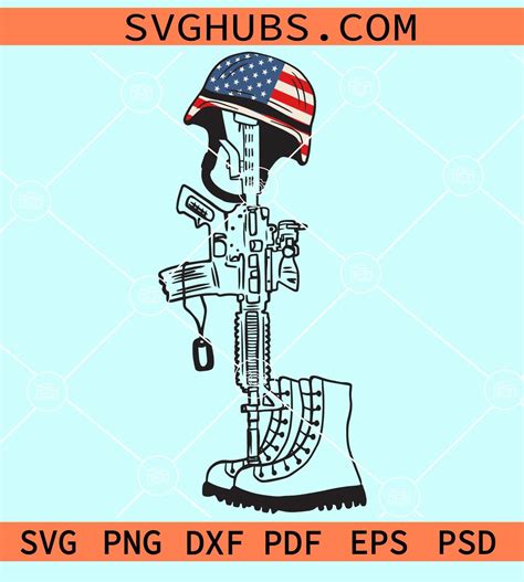 Fallen Soldier Tribute Svg Gun Svg Fallen Soldier Symbol Svg Us Flag