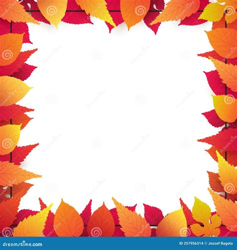 Colorful Autumn Leaves Frame Template Background Layout Advertising