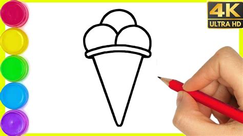 Ice Cream Drawing How To Draw A Cute Ice Cream With Colour Easy Step