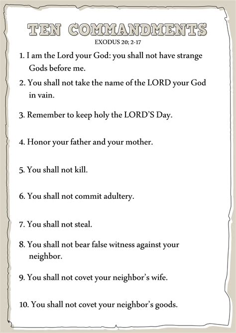 Free Printable Ten Commandments