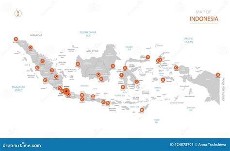 Indonesia Map With Administrative Divisions Stock Vector