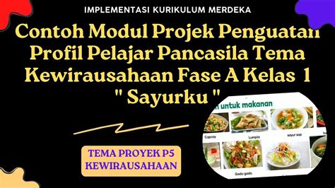 Contoh Modul Projek Penguatan Profil Pelajar Pancasila Tema Kewirausahaan Fase A Kelas