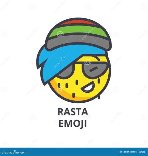 Rasta Emoji Vector Line Icon Sign Illustration On Background