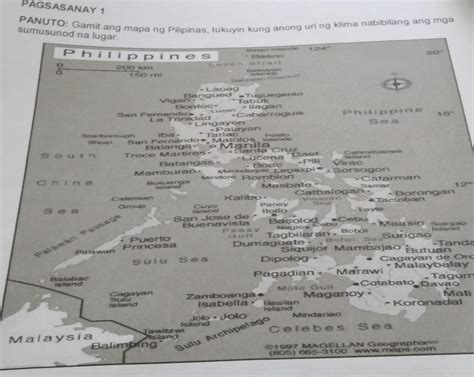 Pagsasanay 1 Panuto Gamit Ang Mapa Ng Pilipinas Tukuyin Kung Anong