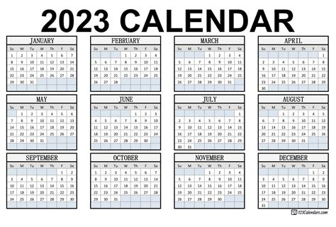 2023 Calendar Templates And Images 2023 Printable Monthly Calendar