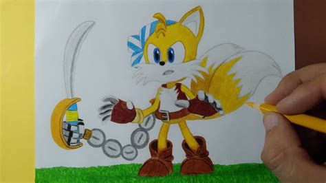 Dibujando A Tails Pirata Sonic Prime Drawing Pirate Tails Youtube