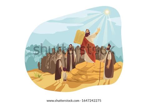 Moses With Gods Tablets Bible Concept Prophet Moses Demonstrates To