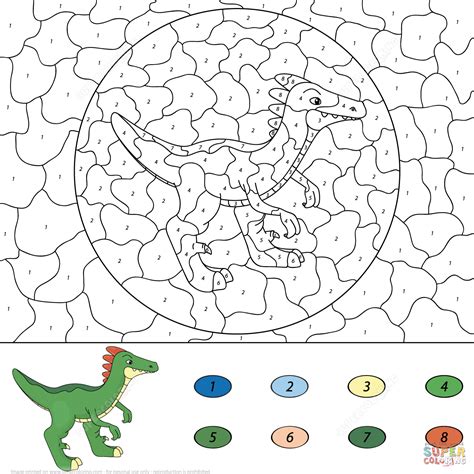 Dinosaur Color By Number Printable