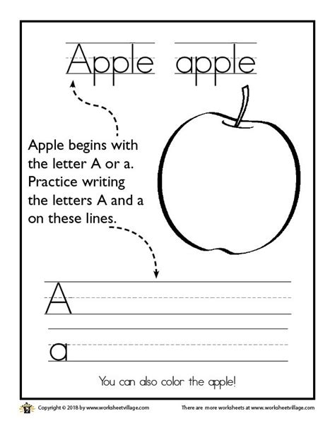 A Is For Apple Worksheet Village Alphabet Worksheets Writing