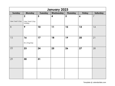 2023 Monthly Calendar With Us Holidays Free Printable Templates