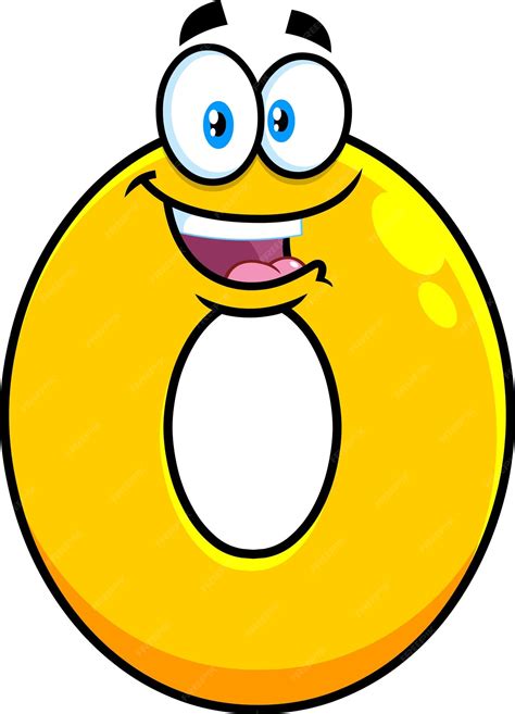 Premium Vector Funny Yellow Number Zero 0 Cartoon Character Vector